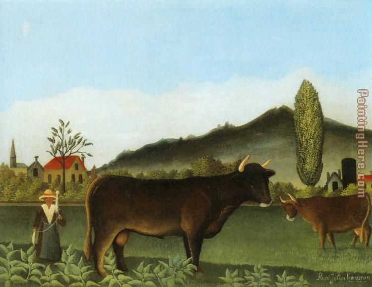 Landscape with Cattle painting - Henri Rousseau Landscape with Cattle art painting